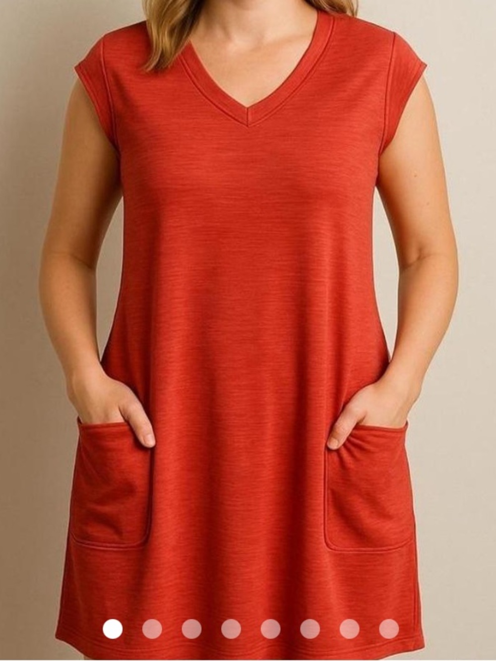 Toad & Co Heathered Coral V-Neck Tomboy Knit Dress with Pockets.‎ Size XL. NWOT.
